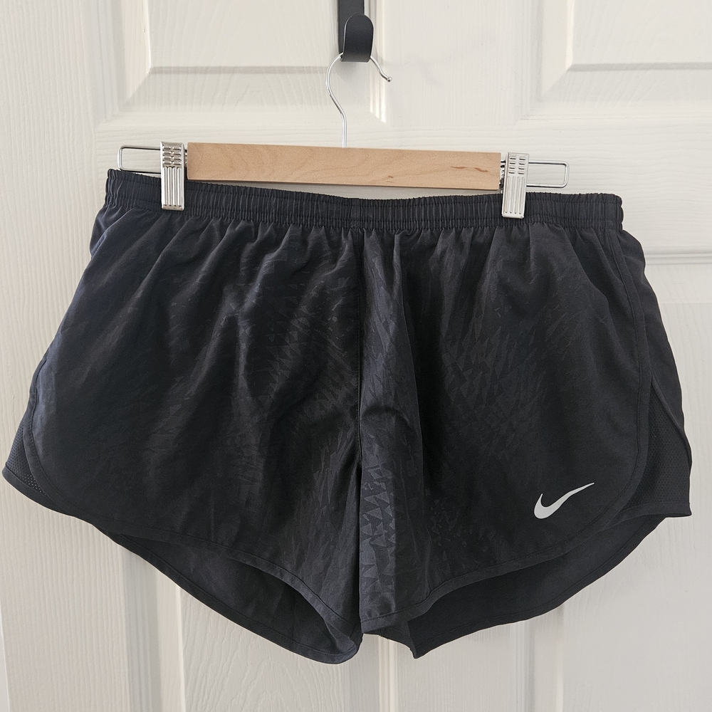 Nike Dri-FIT Running Shorts - Black Tonal Geometric Print - Size L